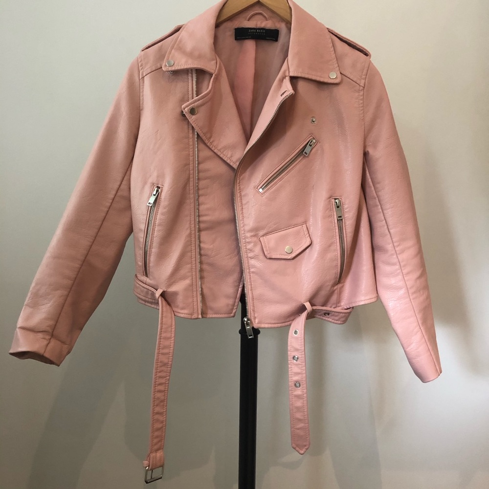Faux Pink Leather bomber